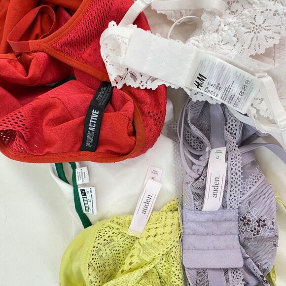 Lot Five XLarge Bras One Puma Tank Top Red Pink Yellow Lavender Auden White H&M - Picture 2 of 13